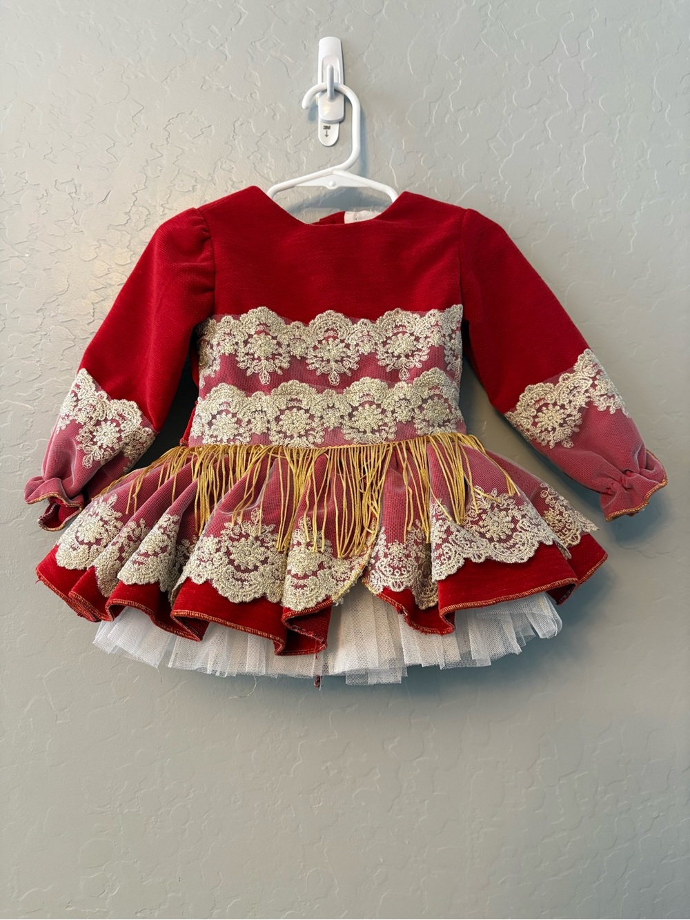 Boutique baby girl's gorgeous red lace holiday photoshoot dress size 24 months
